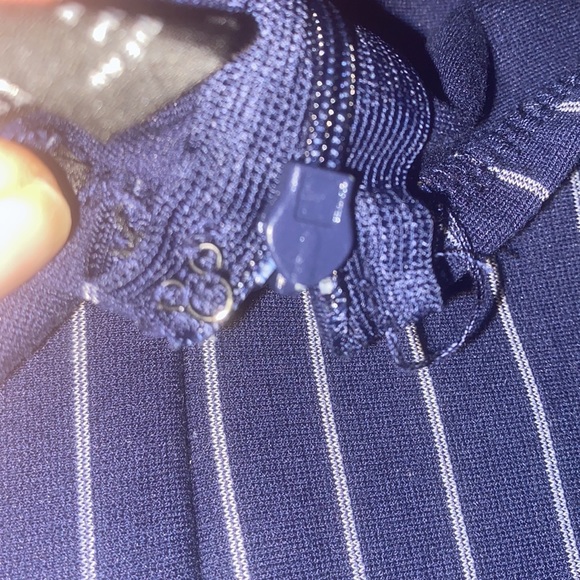 Forever 21 Navy Blue and Silver Vertical Striped Bodycon! Size L! - Picture 8 of 11